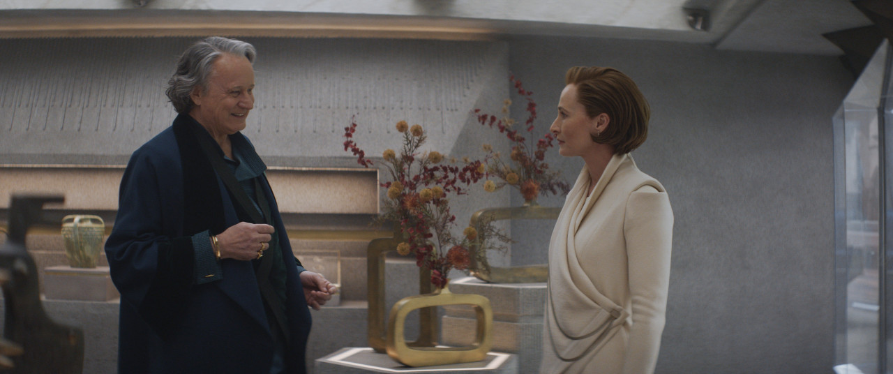 Stellan Skarsgård as Luthen and Genevieve O'Reilly as Mon Mothma are different things to different people. On one hand, law-abiding members of high society, but on the other hand, working to establish the Rebel Alliance. – Pic courtesy of Disney