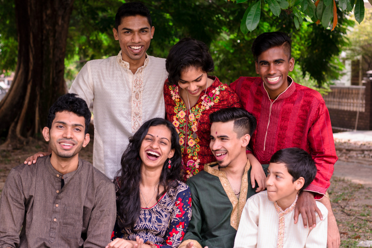 Kareshma (centre) with cousins during Deepavali celebrations. – Pic courtesy of Kareshma Suresh