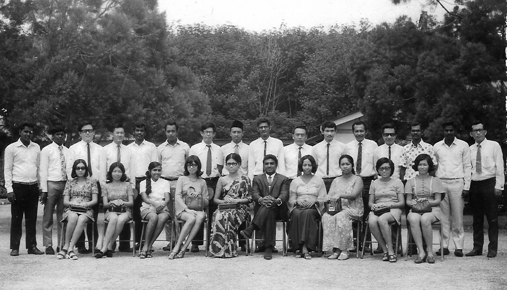 Primary school teachers of BPES in 1971. Seated in the centre is headmaster David Raman. – Pic courtesy of BPES