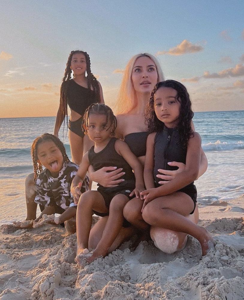 Kim with her children recently. – Instagram pic