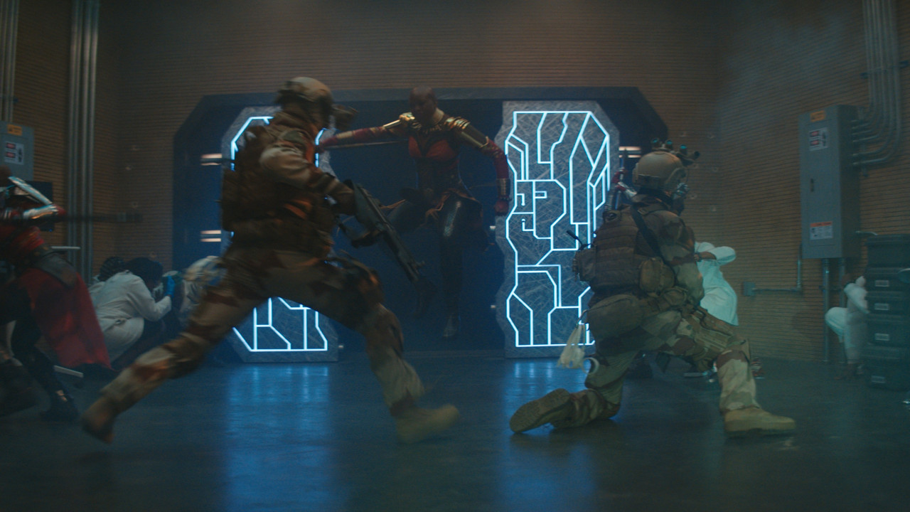 The Dora Milaje fighting French soldiers. When it comes to close-quarters hand-to-hand fighting, the editing is too quick and choppy. – Pic courtesy of Disney
