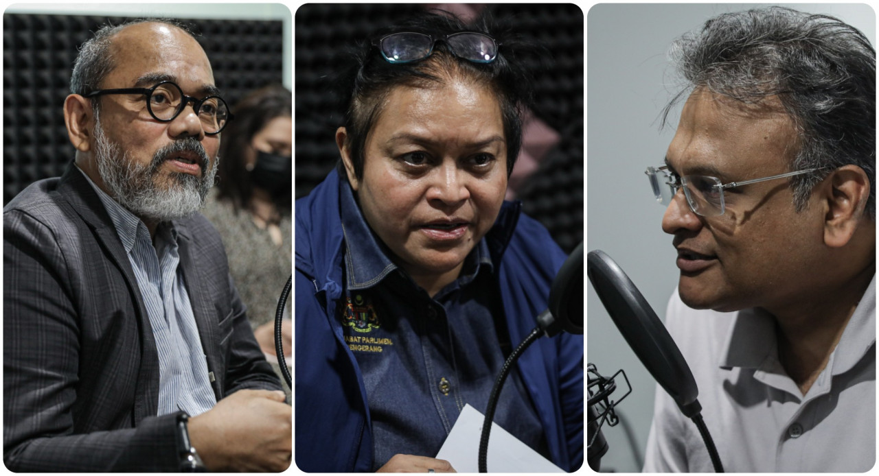 Azalina taking questions from PETRA News chief executive Datuk Zainul Arifin Mohamed Isa (left) and The Vibes editor-in-chief Terence Fernandez. – SYEDA IMRAN/The Vibes pic