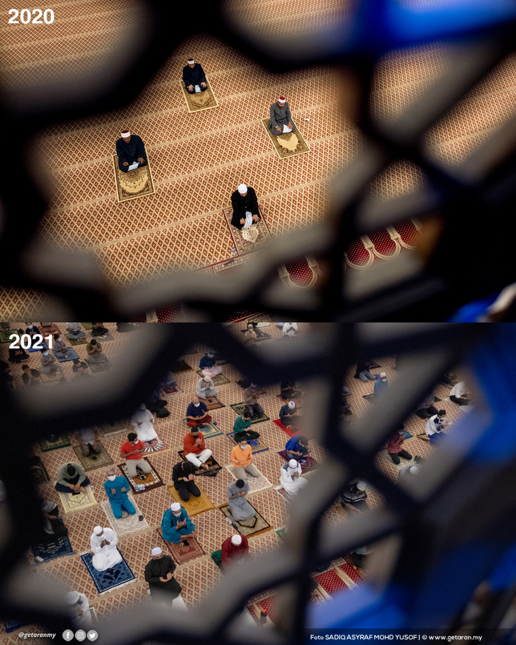 Last year, tarawih prayers at the mosque were restricted to just the imam and a handful of committee members. This time around, the public can join. – SADIQ ASYRAF/The Vibes pic, April 13, 2021