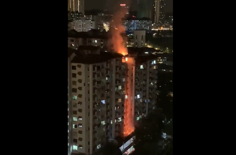 Bukit OUG Condo block ablaze