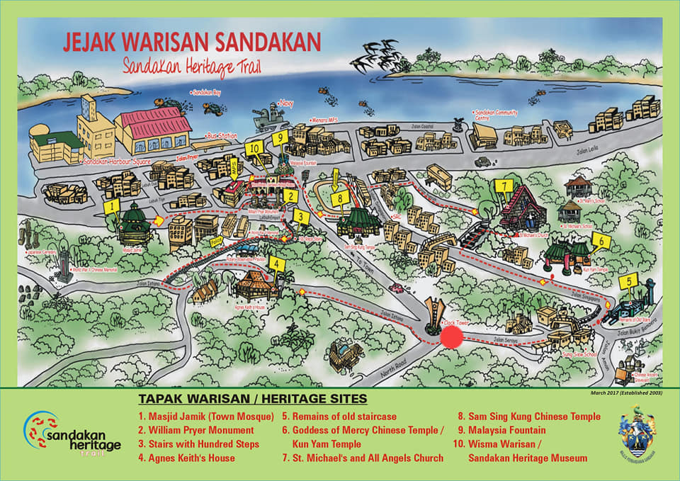 The map of Sandakan Heritage Trail. It would take about two hours' walk to complete. – Sandakan Heritage Trail Facebook pic