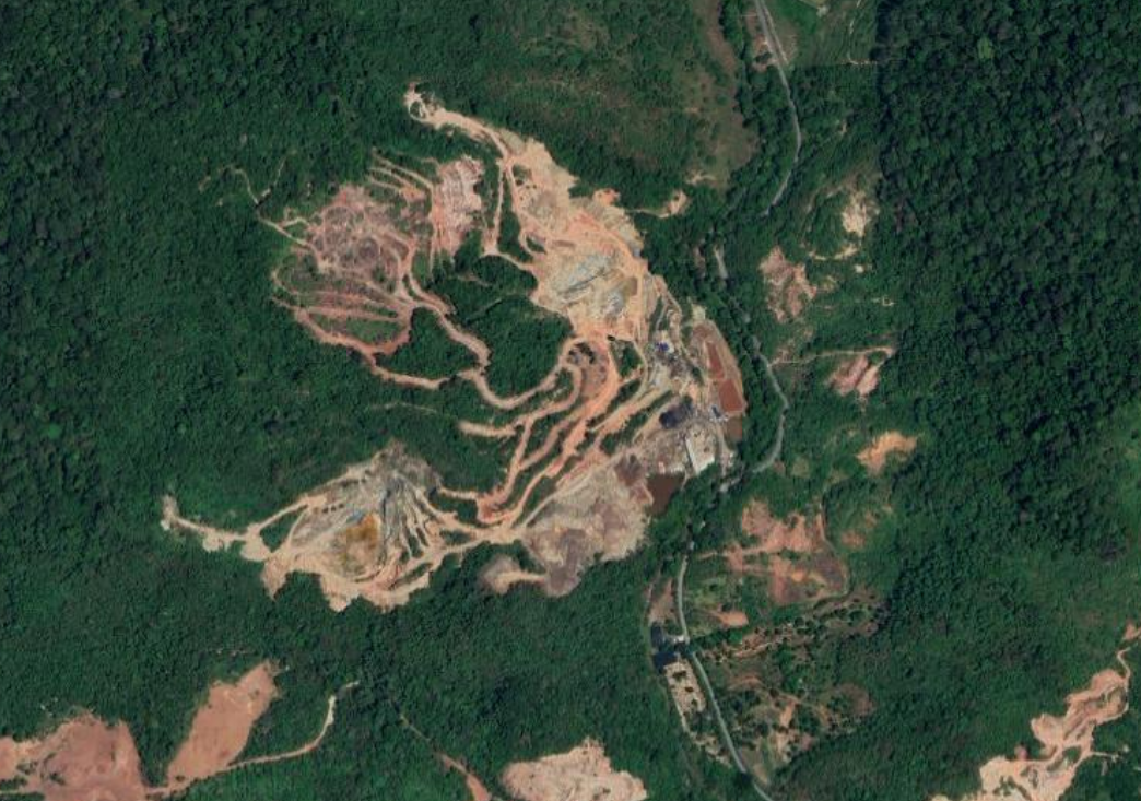 Deforestation seen on Gunung Jerai near Sg Bujang, which flows from high up the mountain. – Google Maps screen grab, August 19, 2021