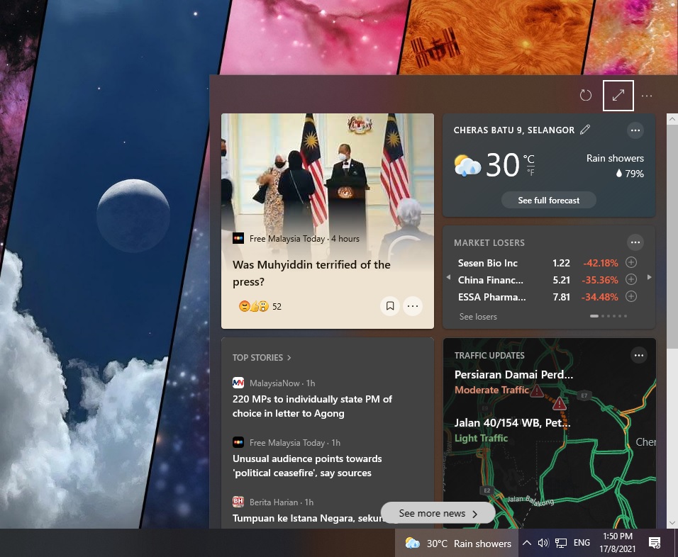 What widgets look like on Windows 10. This recent addition represents things to come. – Haikal Fernandez pic