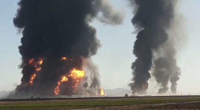 Inferno at Afghan-Iranian border after 100 oil tankers catch fire