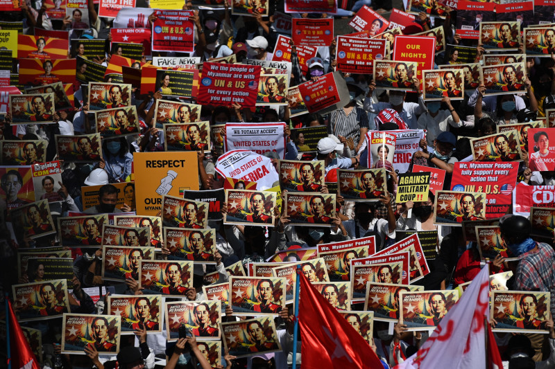Myanmar sees biggest rallies since troops deployed nationwide