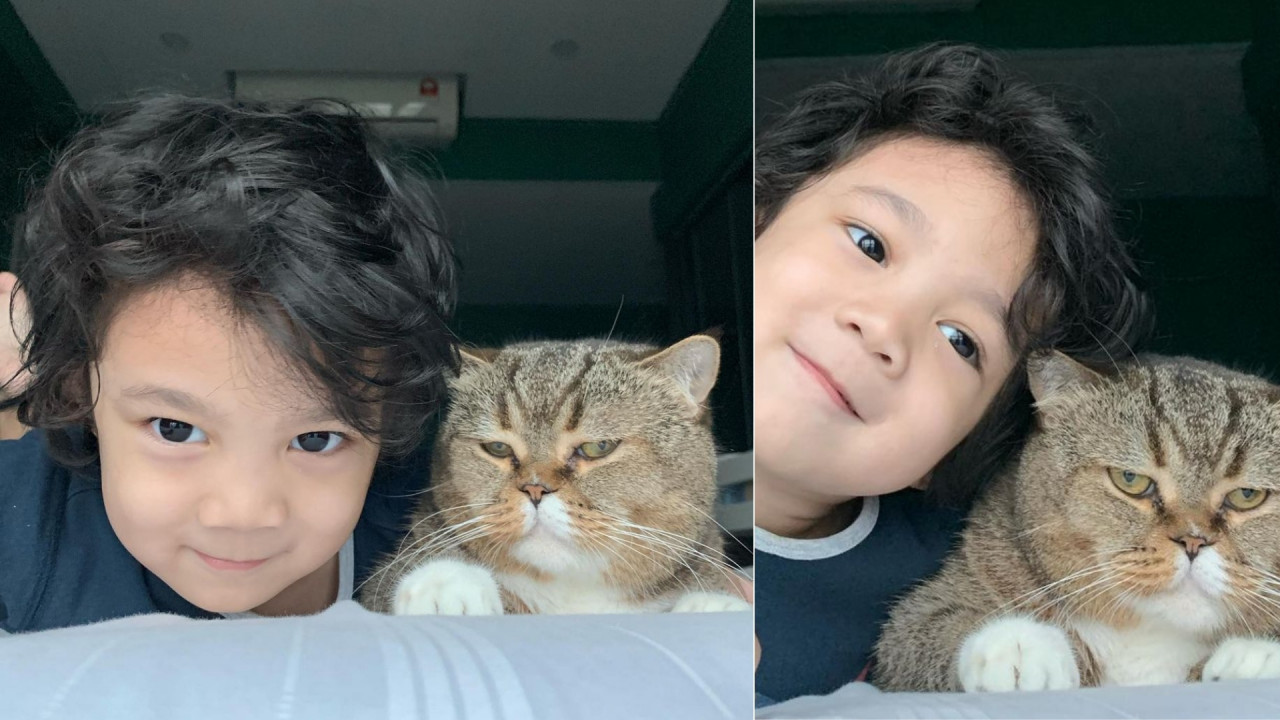 Bujibu pictured with Hanis Zalikha and Hairul Azreen’s son, Yusuf. – Instagram/@bujibuchempel pic