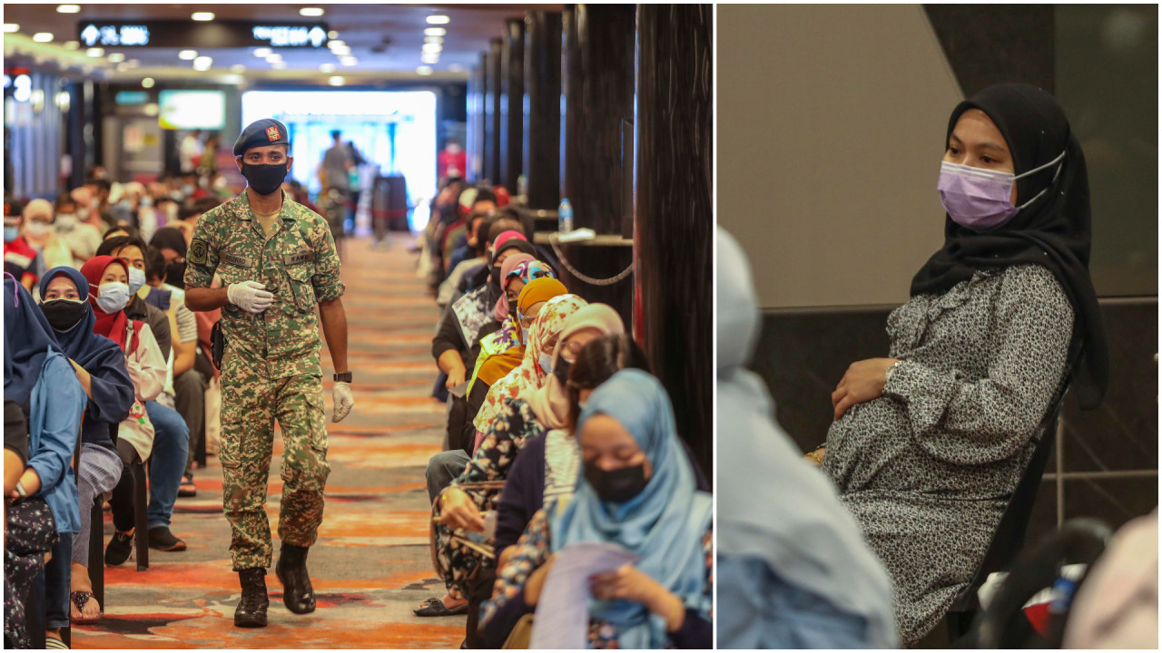 Pregnant women attending their vaccine appointments at Sunway Pyramid Convention Centre back in June. – AZIM RAHMAN/ The Vibes pic