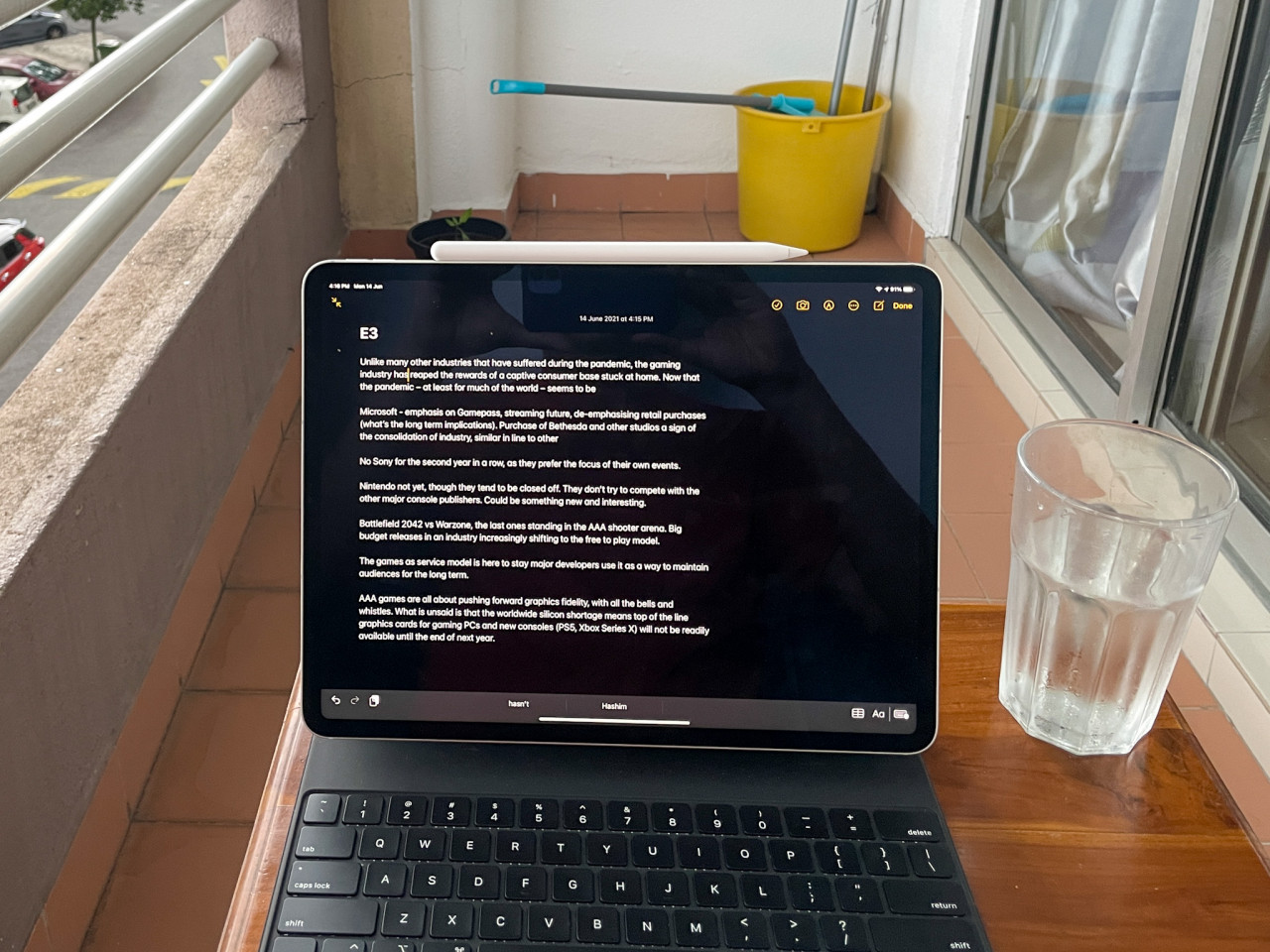 The iPad Pro in a more casual work setting. – Pic by Haikal Fernandez