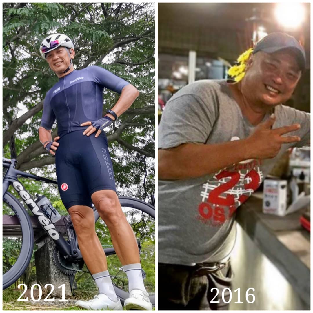 Ng before and after the life-changing cycling regime. – Pic courtesy of Richard Ng