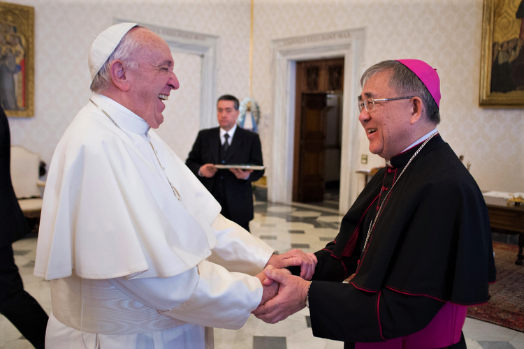 The late Cornelius Cardinal Sim with Holy Father Pope Francis during an Ad Limina meeting in Rome. – Pic courtesy of The Vatican