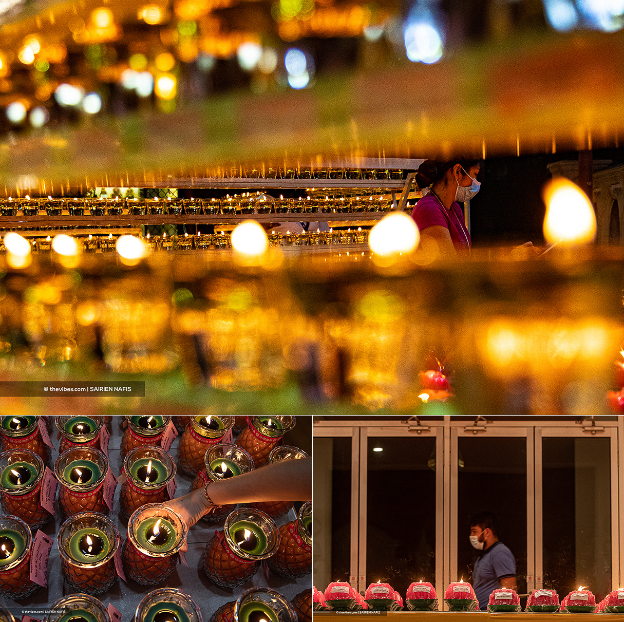 Oil lamps set up at the Buddhist Maha Vihara temple to commemorate Wesak Day. – SAIRIEN NAFIS/The Vibes pic