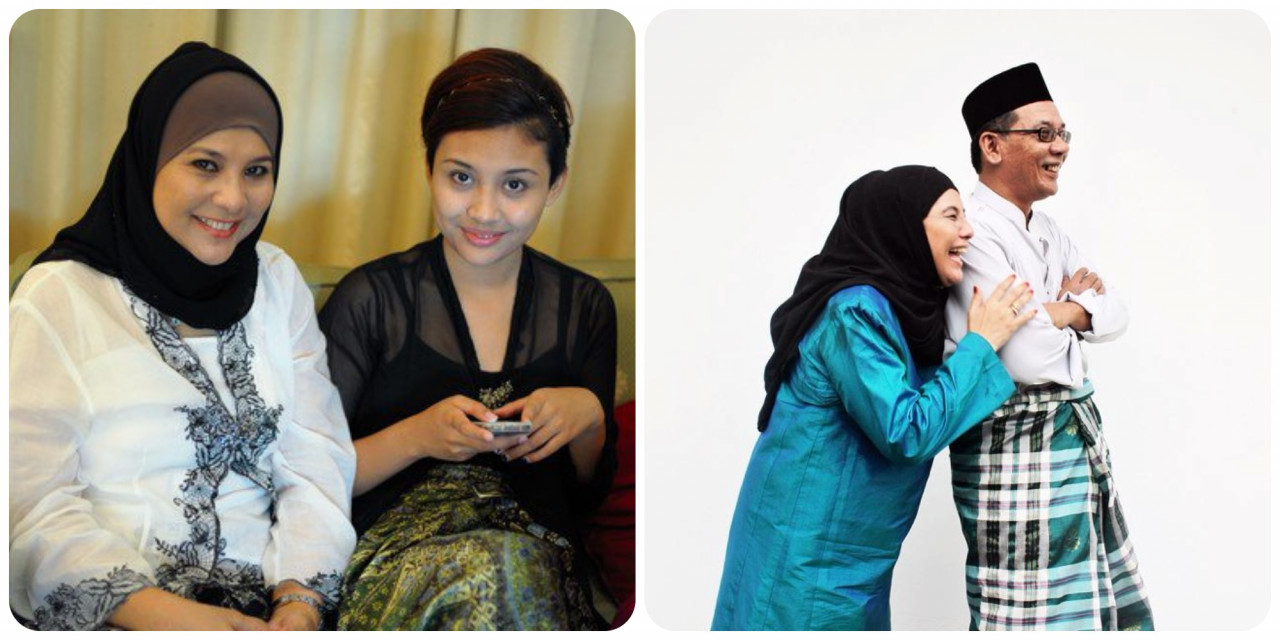 Raya celebration in 2011 (left) and 2014 with the writer’s father. – Pic courtesy of Amalina Kamal