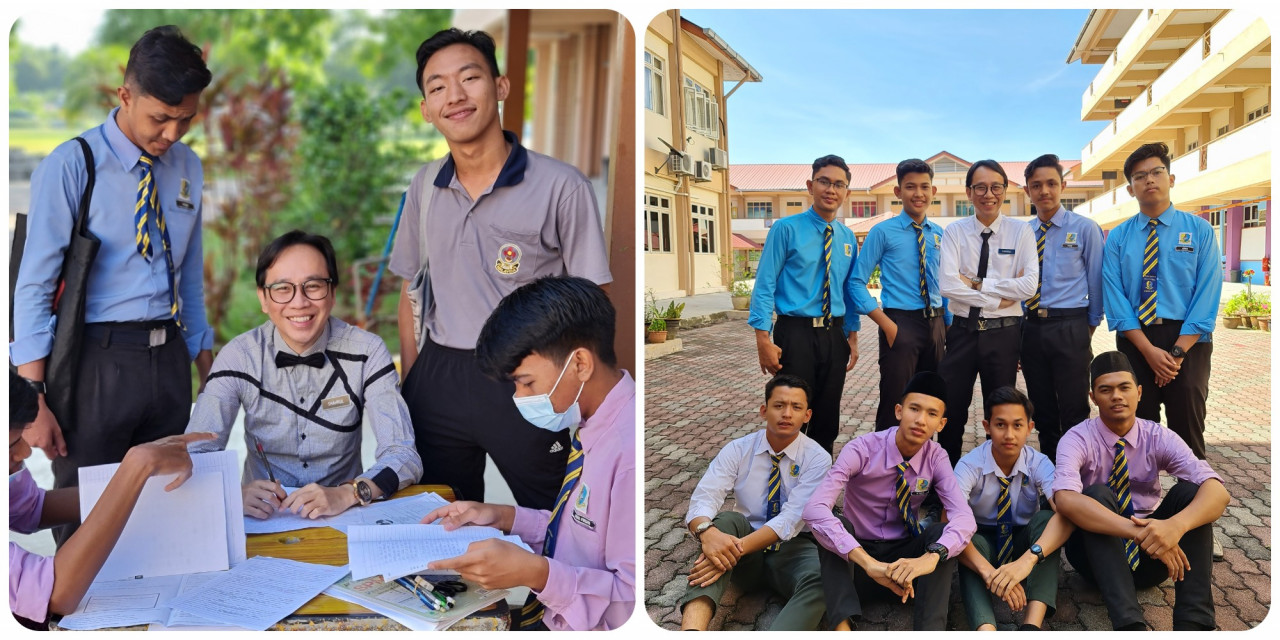 The Kelantan-based secondary school teacher pictured together with his students who help participate in his TikTok learning content. – Pic courtesy of Ahmad Shahrul Azhan Ibrahim