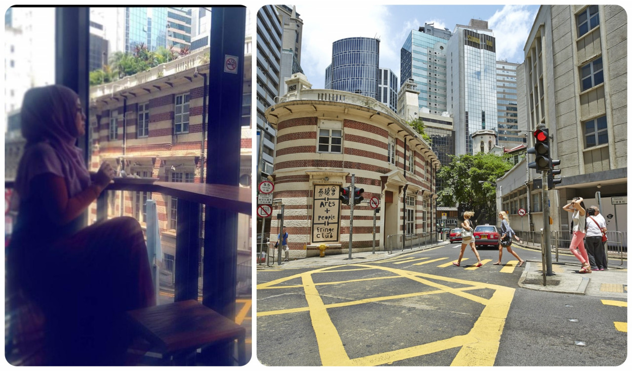 Shila enjoying the view of Fringe Club. – Pic courtesy of Shila Amzah