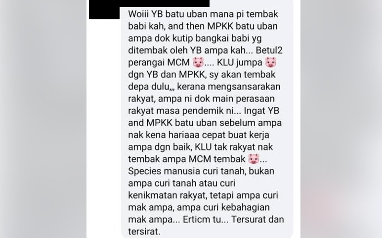The death threat made against A. Kumaresan on the Persatuan Demi Rakyat Pulau Pinang FB page. – Screen grab, March 23, 2021