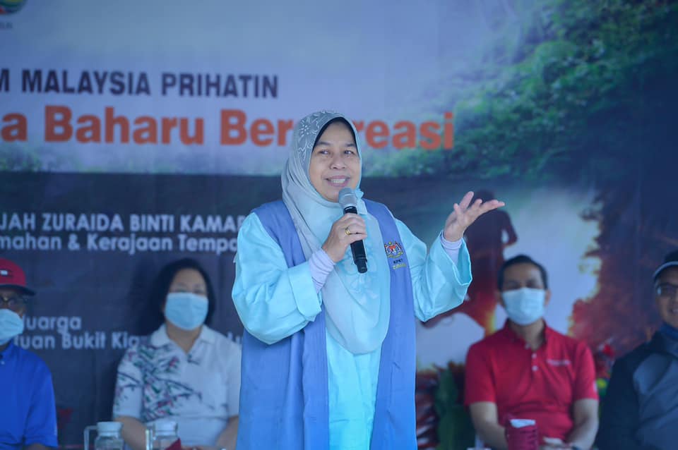 Datuk Zuraida Kamaruddin addresses attendees at the launch of Program Malaysia Prihatin Norma Baharu Berekreasi. – Zuraida Kamaruddin Facebook pic, March 14, 2021