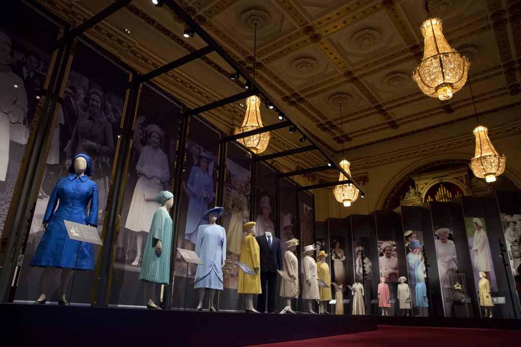  In this file photo taken on July 21, 2016 shows exhibits on display at the 'Fashioning a Reign: 90 Years of Style from The Queen's Wardrobe' exhibition inside Buckingham Palace in London. – AFP pic