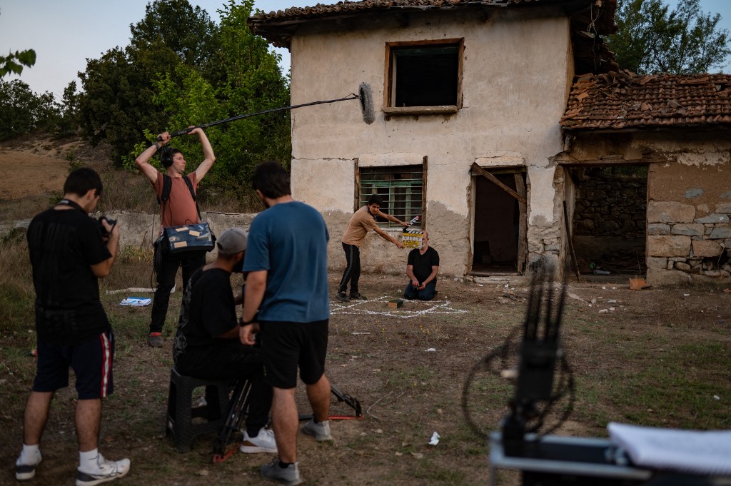 Members of the crew and actors work on Forbidden Wedding during filming in Buyukorhan, in the outskirts of Bursa on September 1. – AFP pic
