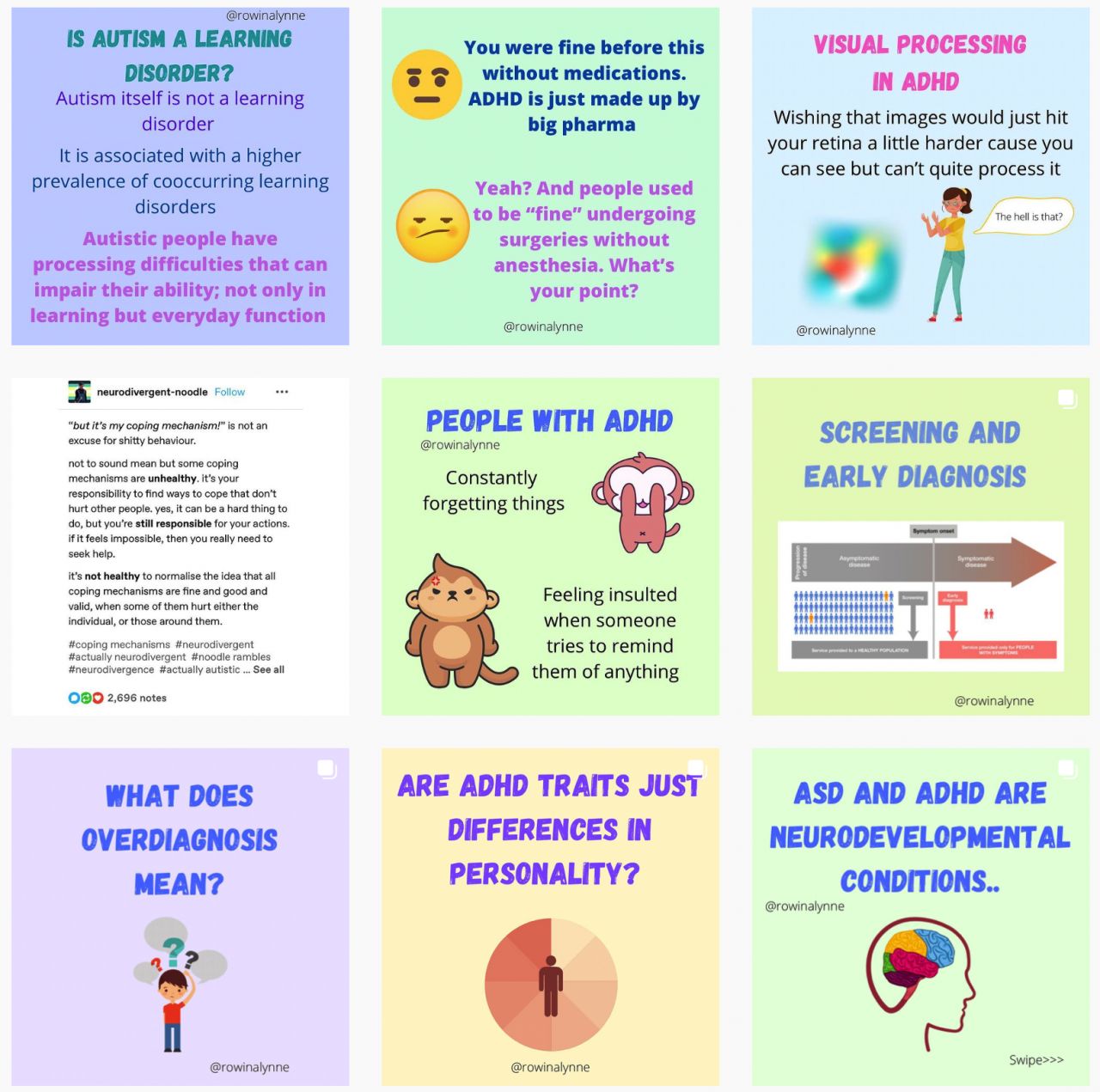 A chart explaining elements of autism and ADHD from Dr Rowina's Instagram. – Instagram pic