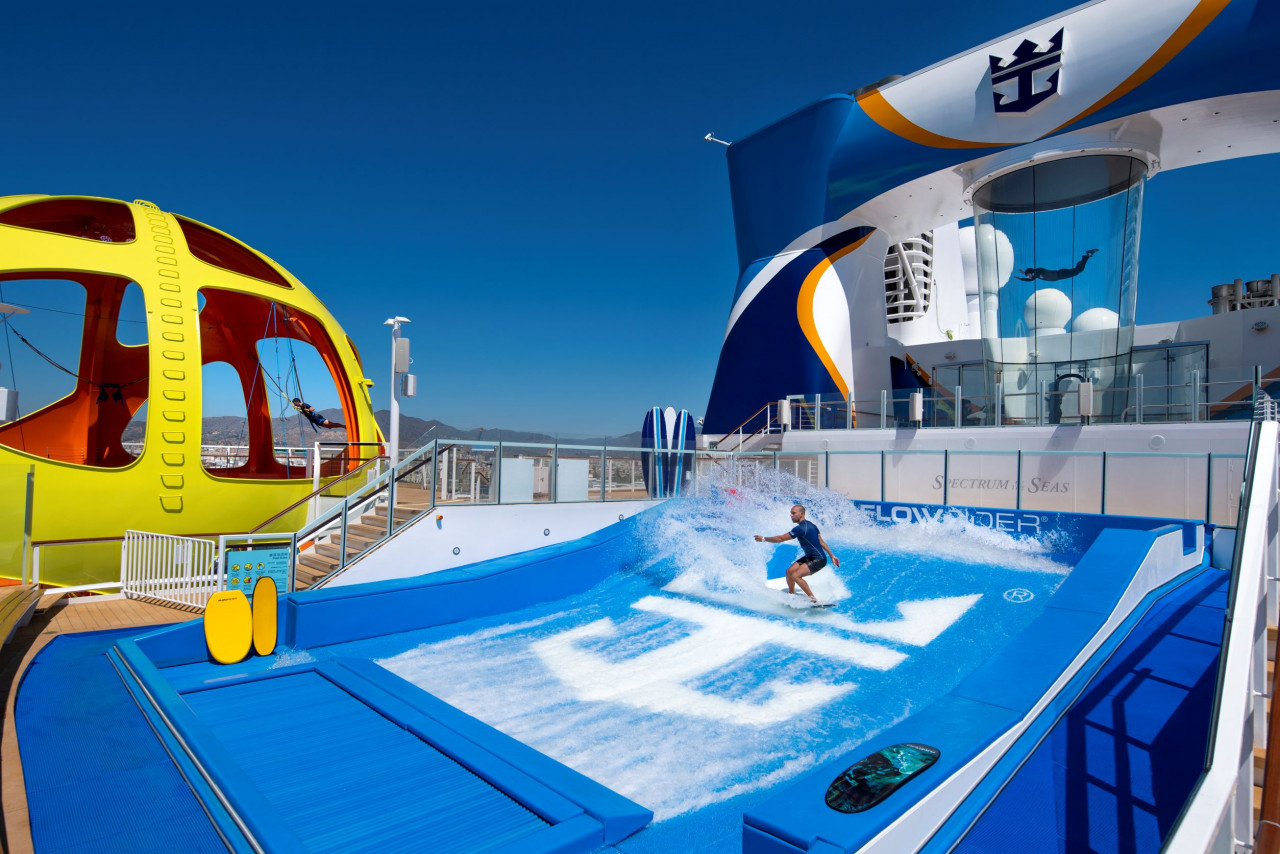 The FlowRider surfing simulator is just one of the attractions that provides non-stop thrills for guests on board.