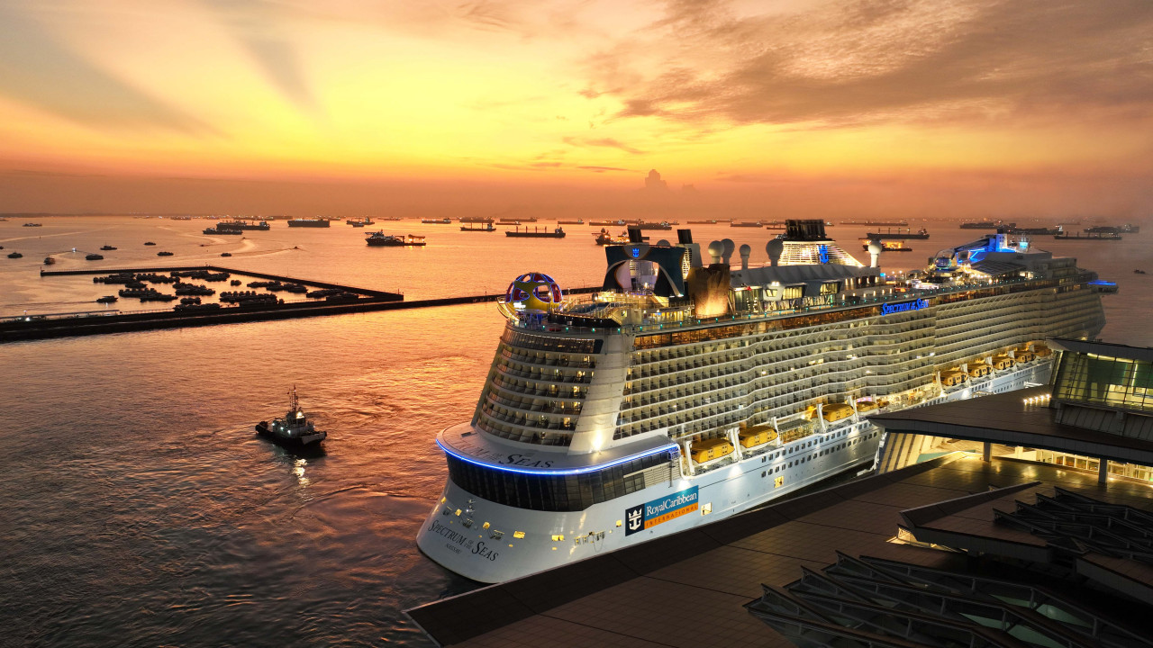 Spectrum of the Seas, while docked in Singapore. Driving up to it, one can't help but by overwhelmed by the sheer size of it. – Pic courtesy of Royal Caribbean