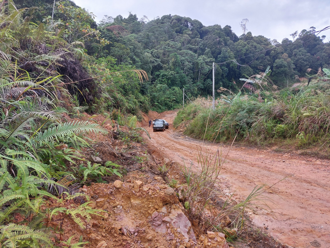 The mud-filled track leading to Rundum Highlands. – Pic courtesy of Rundum Highlands Manager Rusli Tampisan
