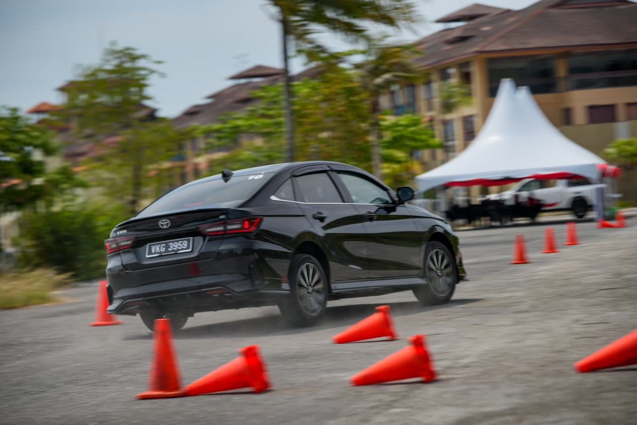 The attitude black Toyota Vios was provided for testing purposes, to be pushed to the limit on a test track. – Pic courtesy of UMW Toyota