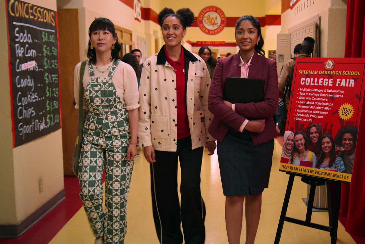 From L-R: Ramona Young, Lee Rodriguez, and Maitreyi Ramakrishnan in Never Have I Ever: Season 4. – Pic courtesy of Netflix
