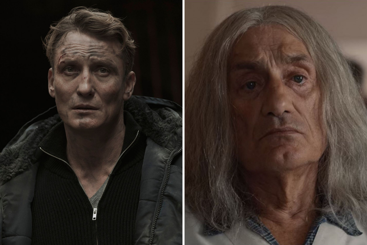 Oliver Masucci as adult Ulrich (left) and Winfried Glatzeder as elder Ulrich (right). – Image courtesy of Netflix