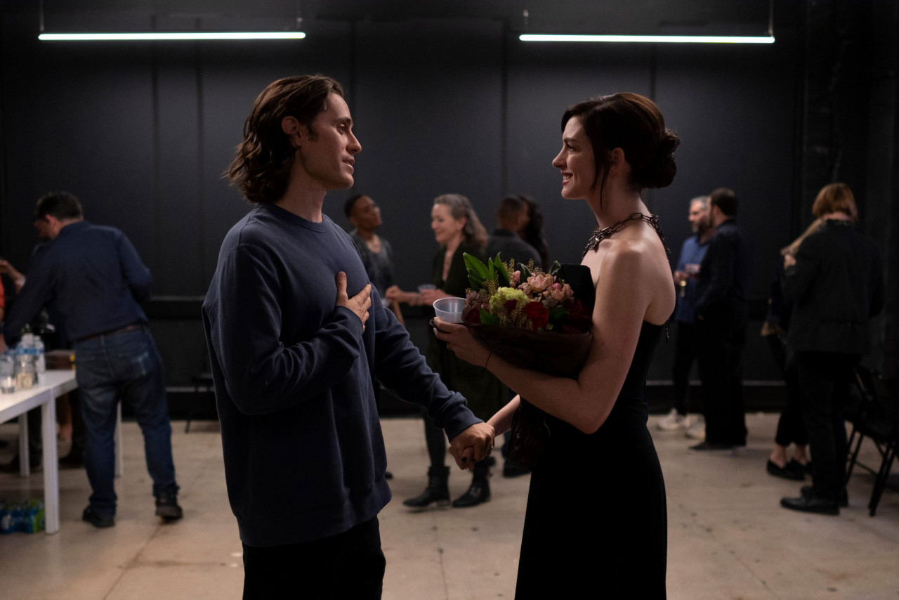 The relationship between Jared Leto and Ann Hathaway's characters form the heart of WeCrashed. Unfortunately they end up enabling the worst in each other. – Pic courtesy of Apple TV+