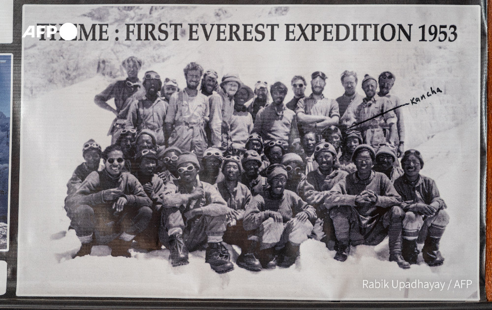 A photo of the 1953 expedition that saw Edmund Hillary and Tenzing Norgay Sherpa be the first to summit Everest. – AFP pic