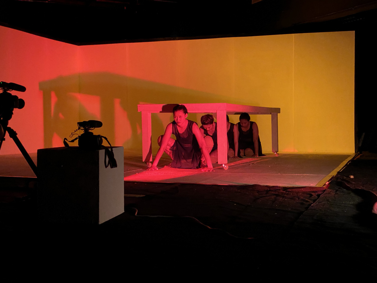 Through movement and monologue, with harsh lighting, the actors communicated the themes and ideas of the play. – Rachel Yeoh pic