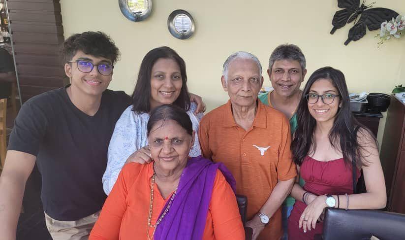 Ishant with his family (L-R) Ishant, Bharati (mum), Kusum Kumari Jain (grandmother), Suresh Chand (grandfather), Atul Kumar (father) and Isheta Shah (sister). – Pic courtesy of Ishant Shah