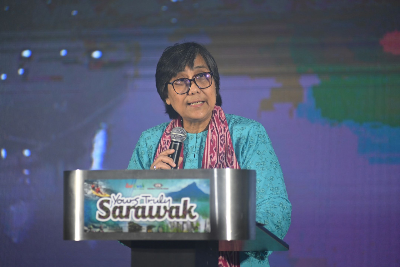 Sharzede Datu Salleh Askor, Chief Executive Officer of Sarawak Tourism Board, gives her remarks. – Pic courtesy of Sabah Tourism Board