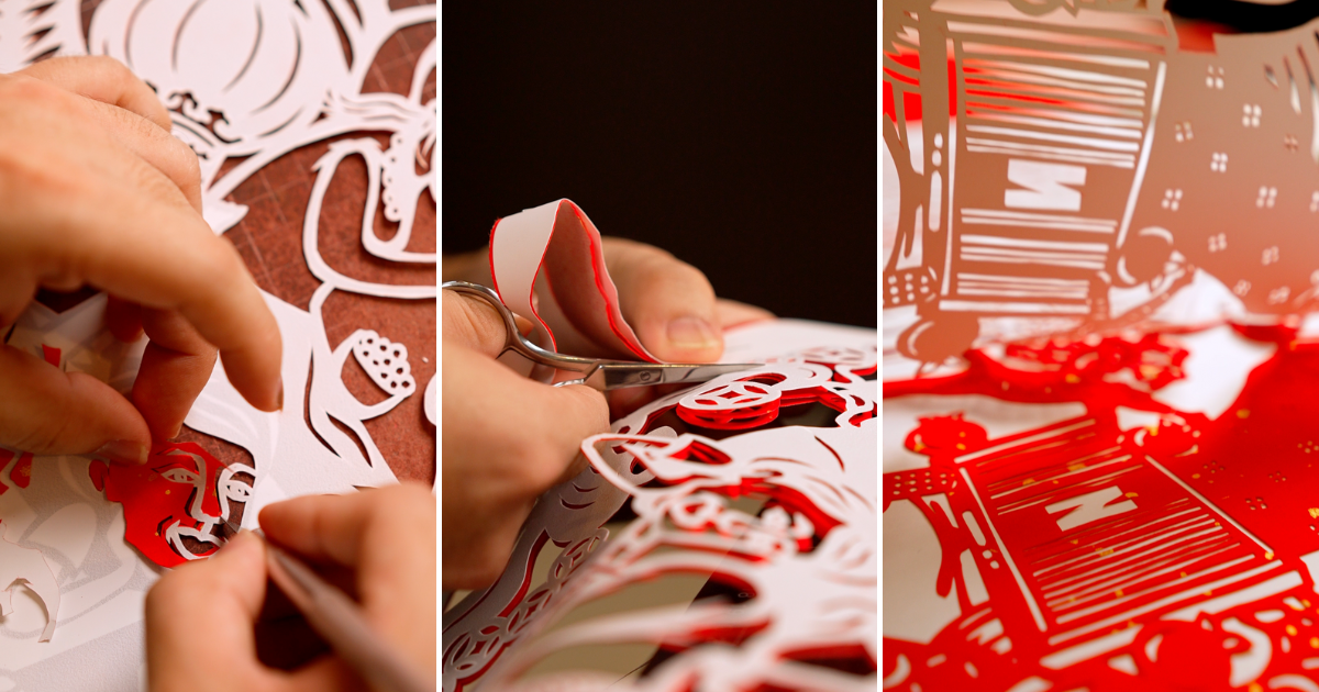 A look at Eten's process behind making the paper artwork. – Courtesy of Netflix
