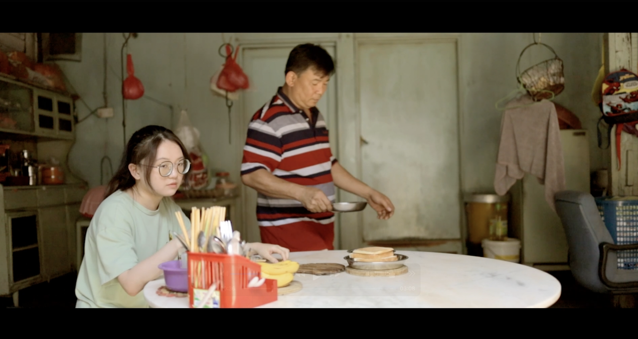 The short film stars See Zi Hui and video director Lim Xin Di’s father. – Pic courtesy of CompAsia and Xiamen University