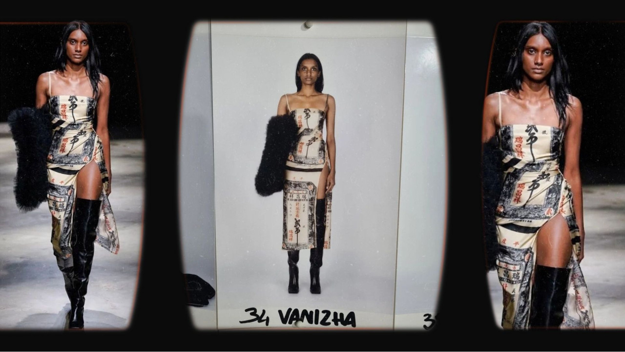 Vanizha had her initial big break of walking on an international runway in 2016. Pictured is her fitting photo and on the catwalk for ACT N°1 for the recent Milan Fashion Week. — Instagram/@vanizhavasanthanathan pic