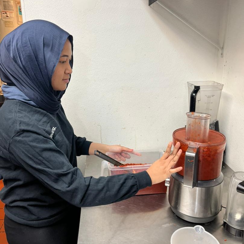 Nurul Adila working on some food prep. – WhatsApp pic