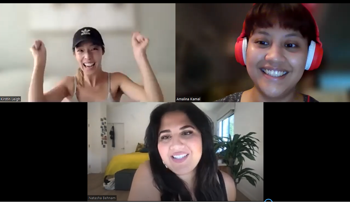 The Vibes Culture & Lifestyle on a Zoom call with actors/comedians Natasha Benham and Kirstin Leigh. – Pic courtesy of Creator+