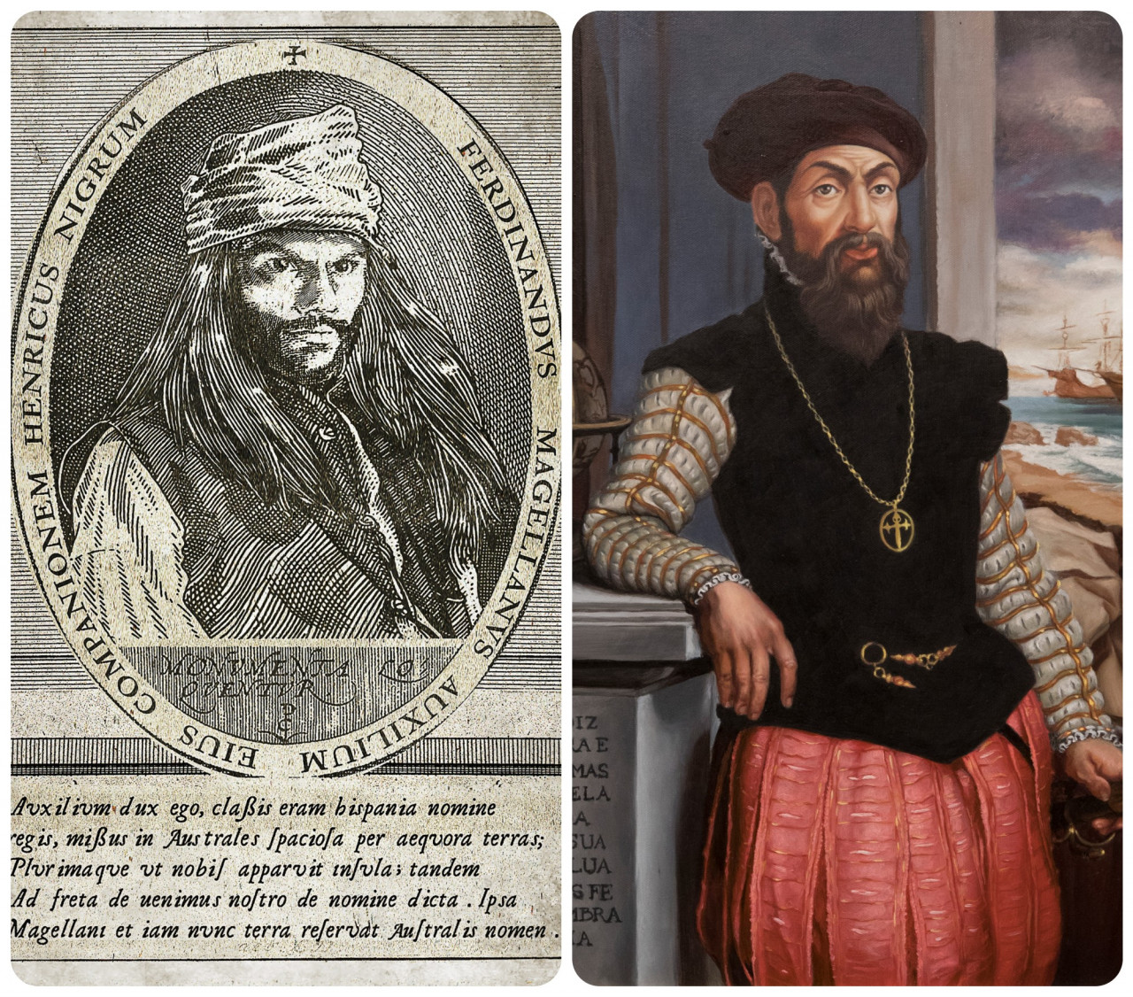 (L-R) Ahmad Fuad Osman, Enrique De Malacca, 2019 and Ahmad Fuad Osman, Portrait of Ferdinand Magellan (c.1480 – 1521). – Courtesy of Ilham Gallery