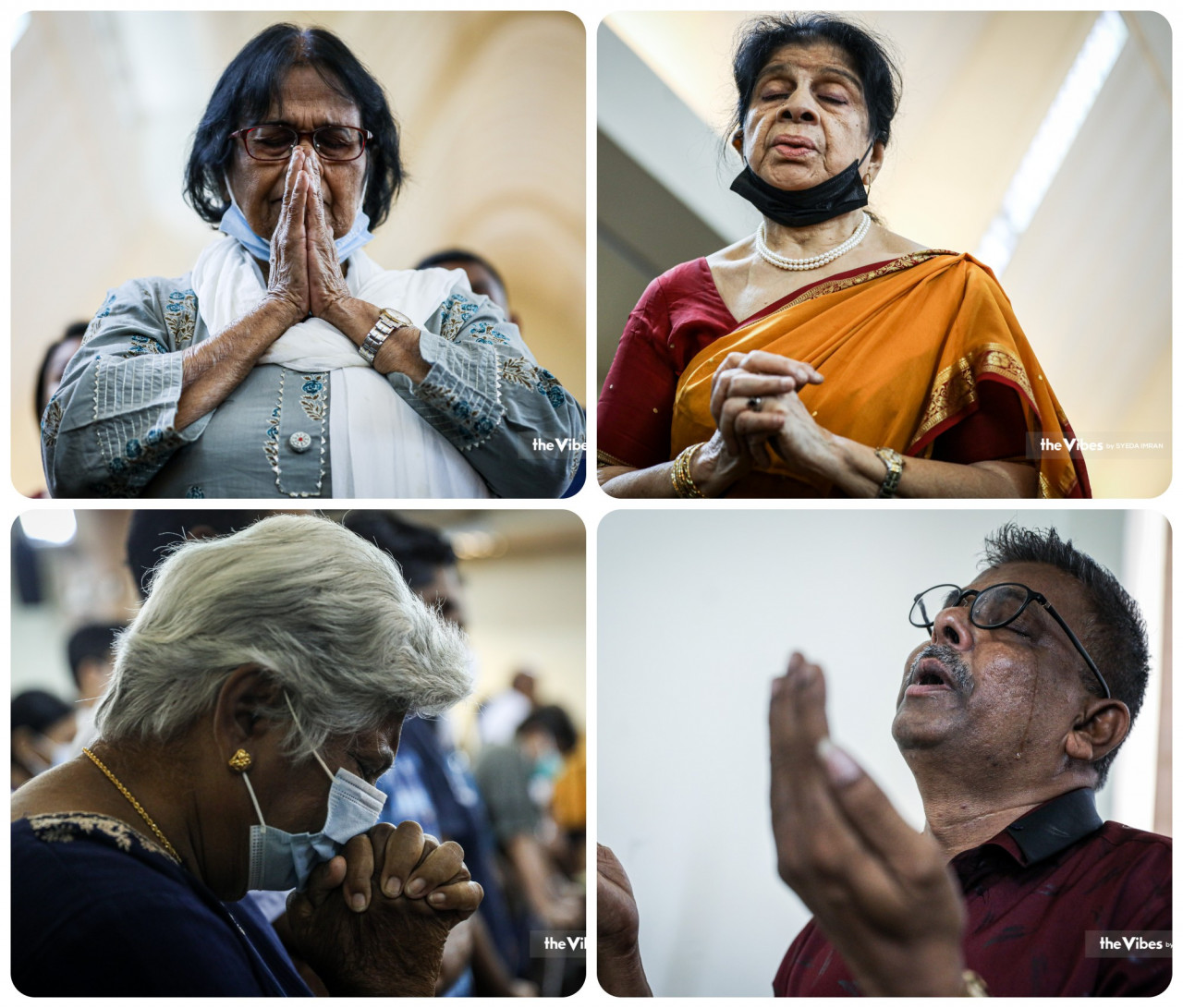Parishioners at the Tamil Methodist Church Kuala Lumpur pray in their own ways.– Syeda Imran/The Vibes pic