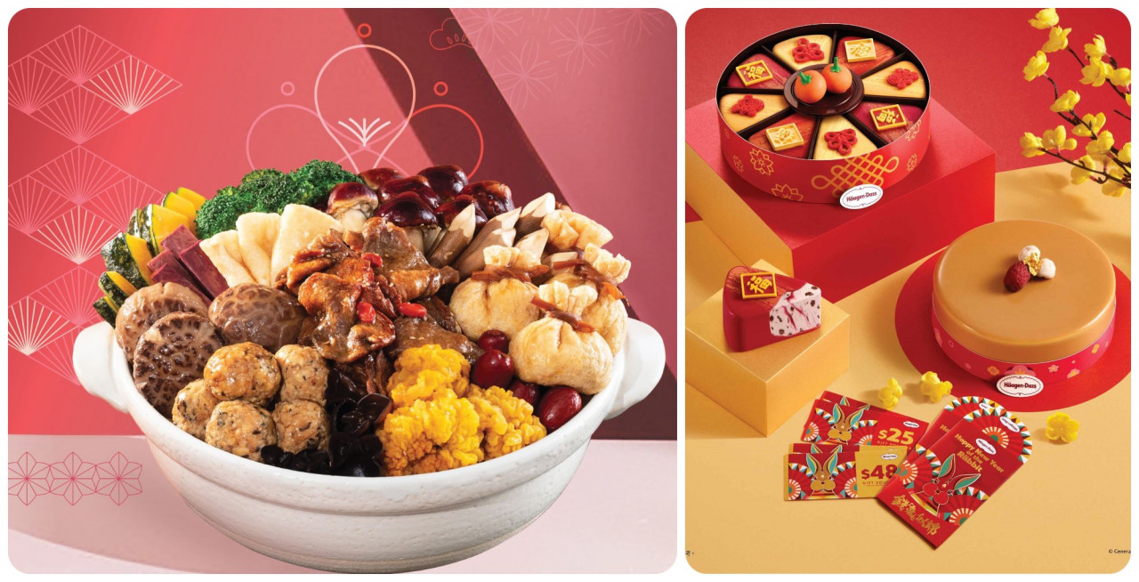 (L) Omni Kinder Festive Poon Choi. (R) New Year Prosperity & New Year Fortune Ice Cream Cake. – Pics courtesy of Hong Kong Tourism Board