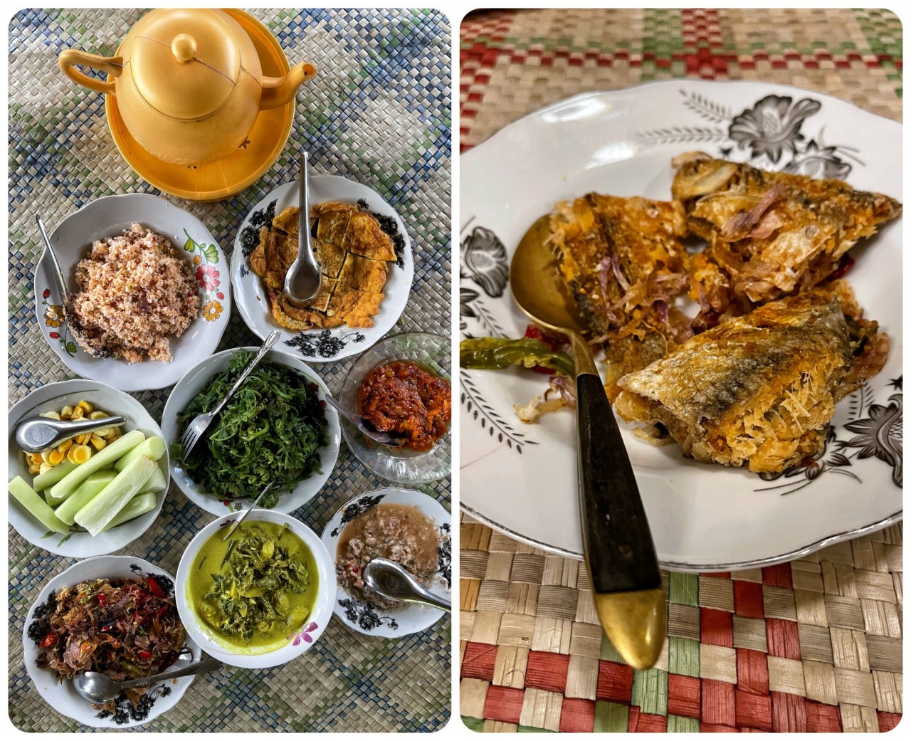 A colourful lunch courtesy of Mak Ani, and pekasam, cured and fermented loma frish that's been fried. – Pics by Shireen Zainudin
