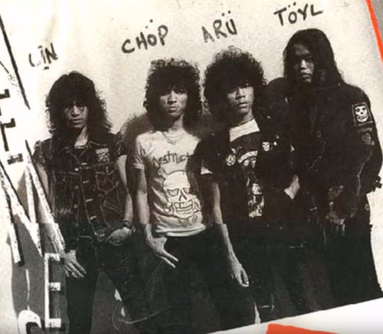 A photo of the thrash metal band Nemesis, which Aru was part of. — Google pic