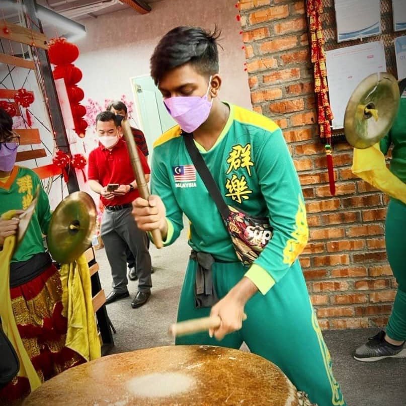 Rishivigknesh plays the drums in addition to dancing. – Pic courtesy of the Khuan Loke Dragon and Lion Dance Association