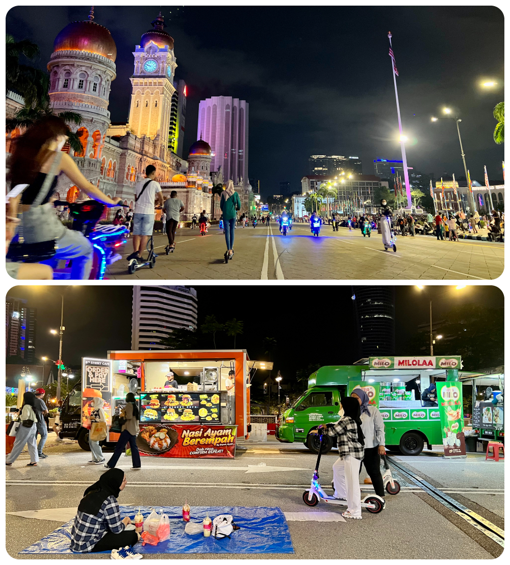 Most gathered to enjoy a night picnic and play electric scooters along the closed off road of Jalan Raja. — The Vibes/Amalina Kamal